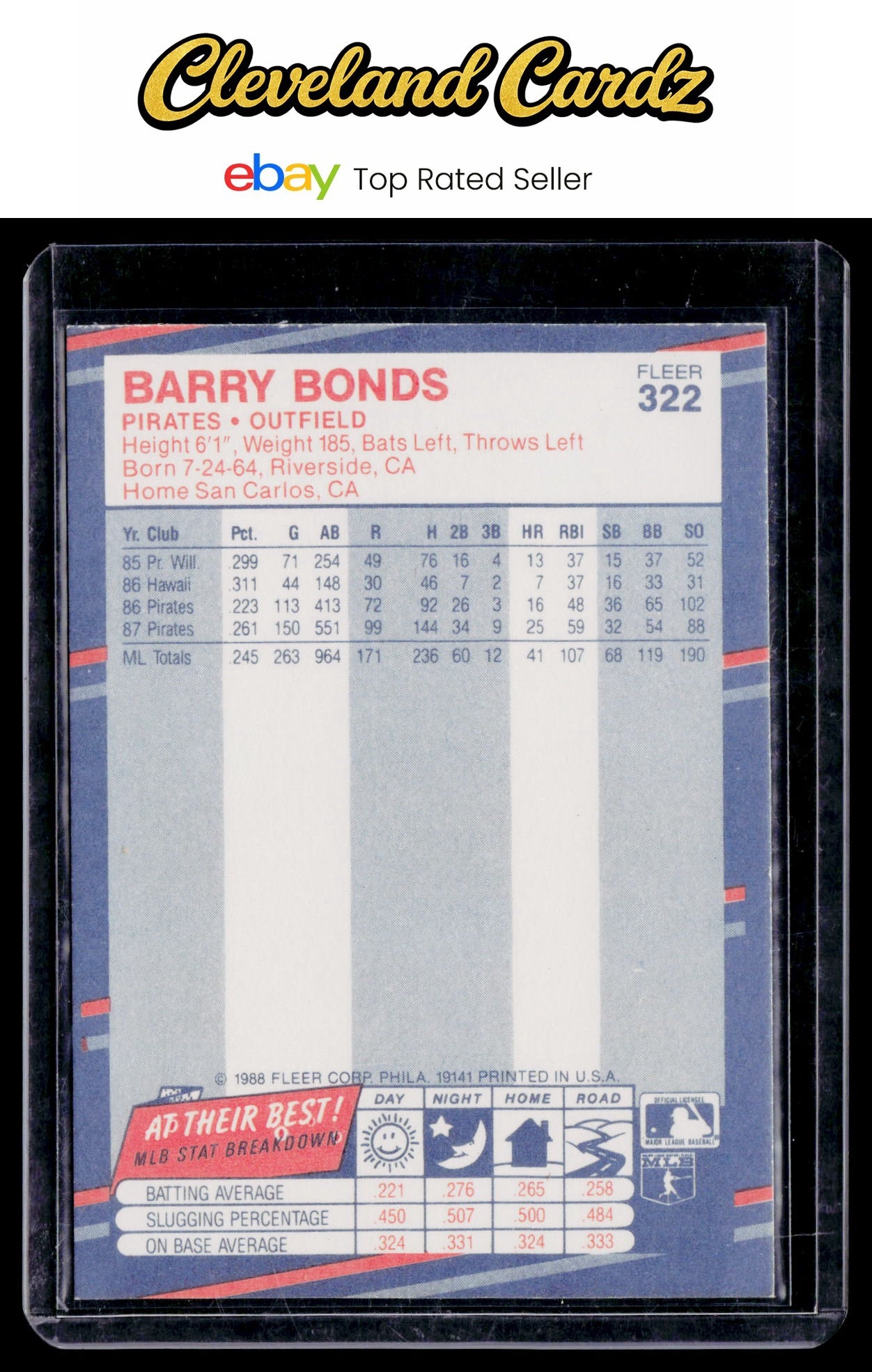 1988 Fleer #322 Barry Bonds