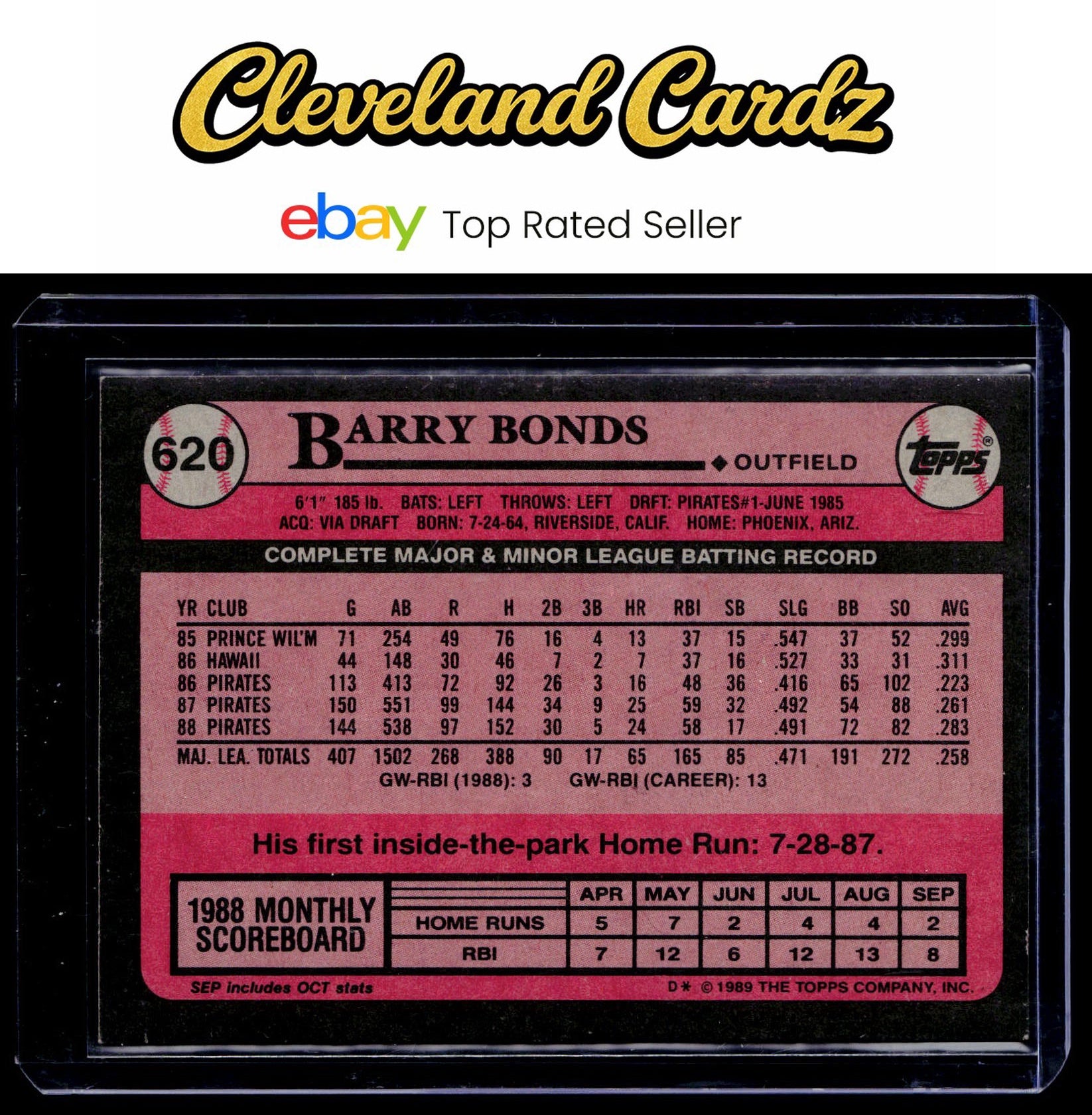 1989 Topps #620 Barry Bonds