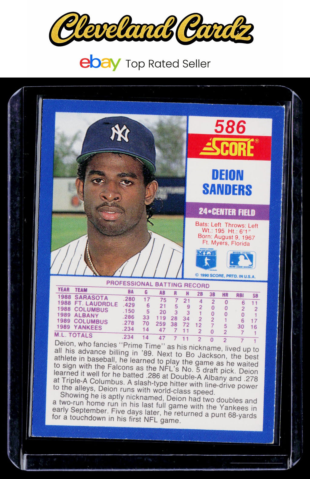 1990 Score #586 Deion Sanders  Rookie Card