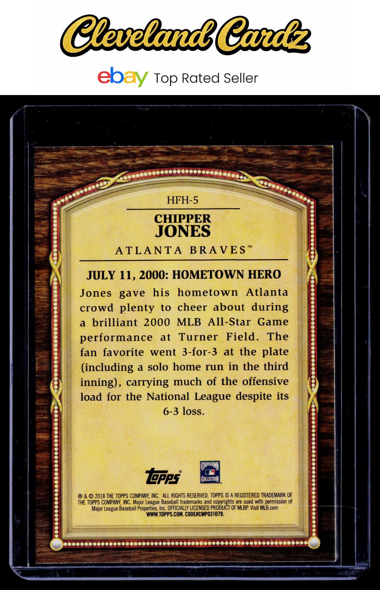 2018 Topps Update #HFH-5 Chipper Jones Hall of Famer Highlights