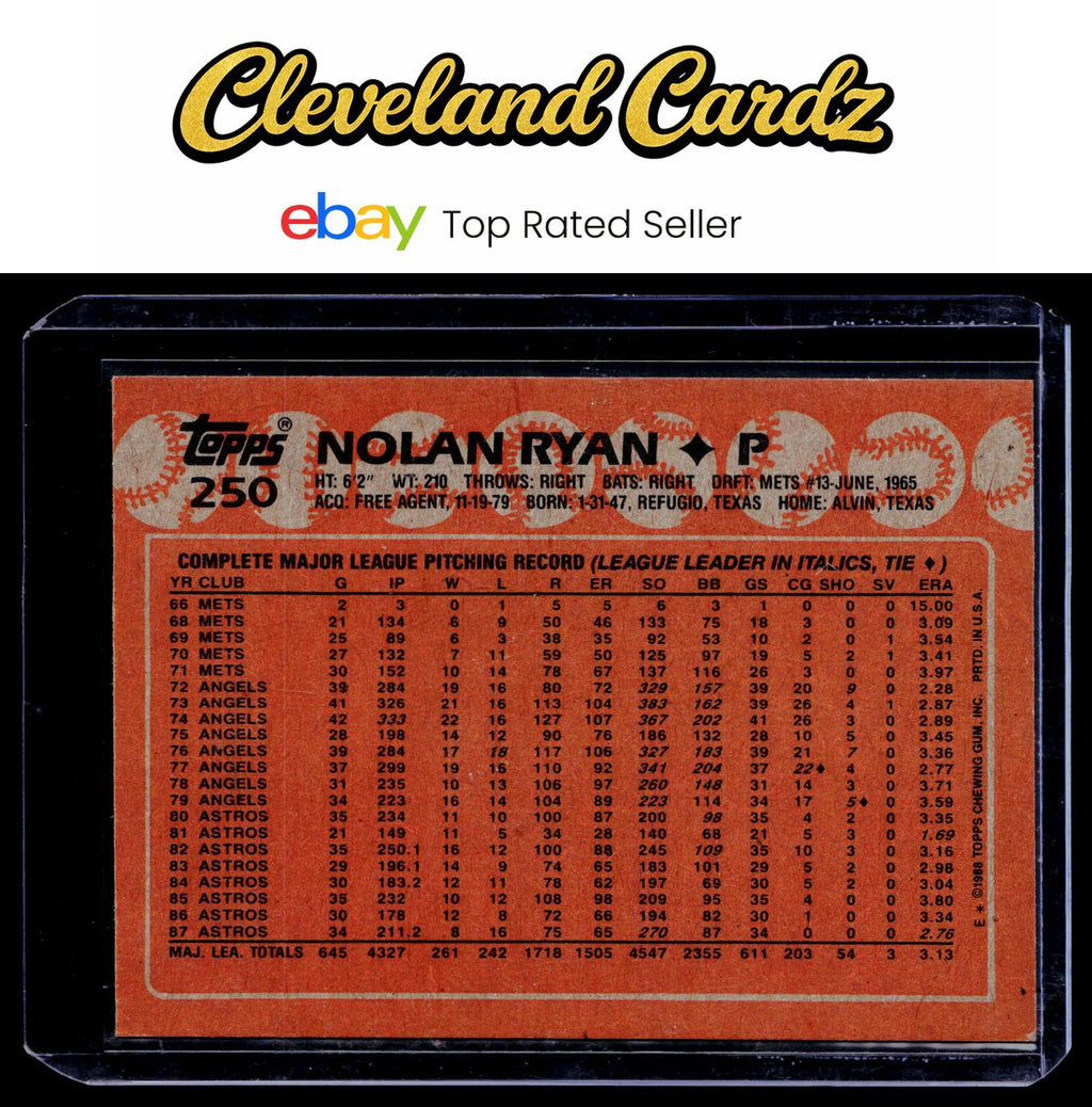 1988 Topps #250 Nolan Ryan