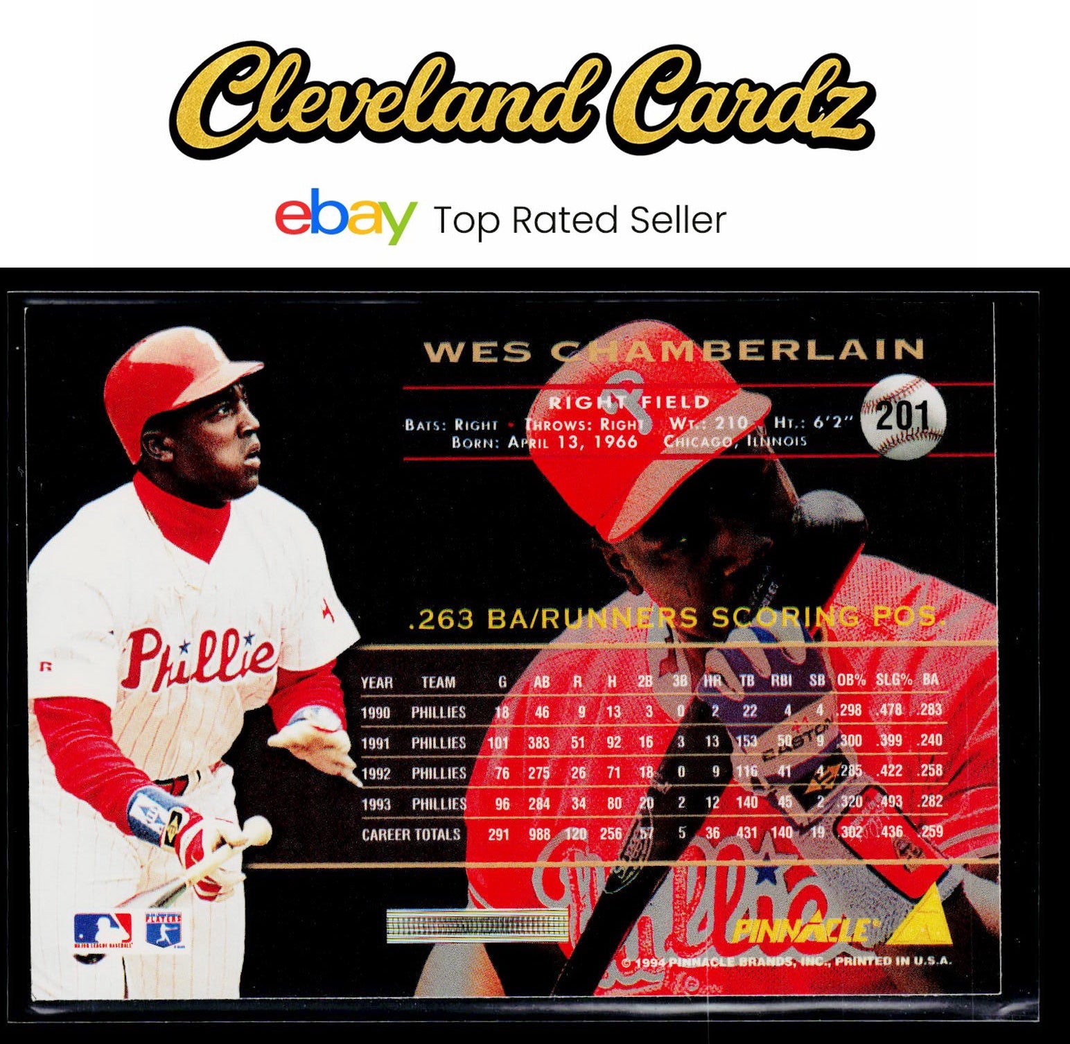 1994 Pinnacle #201 Wes Chamberlain