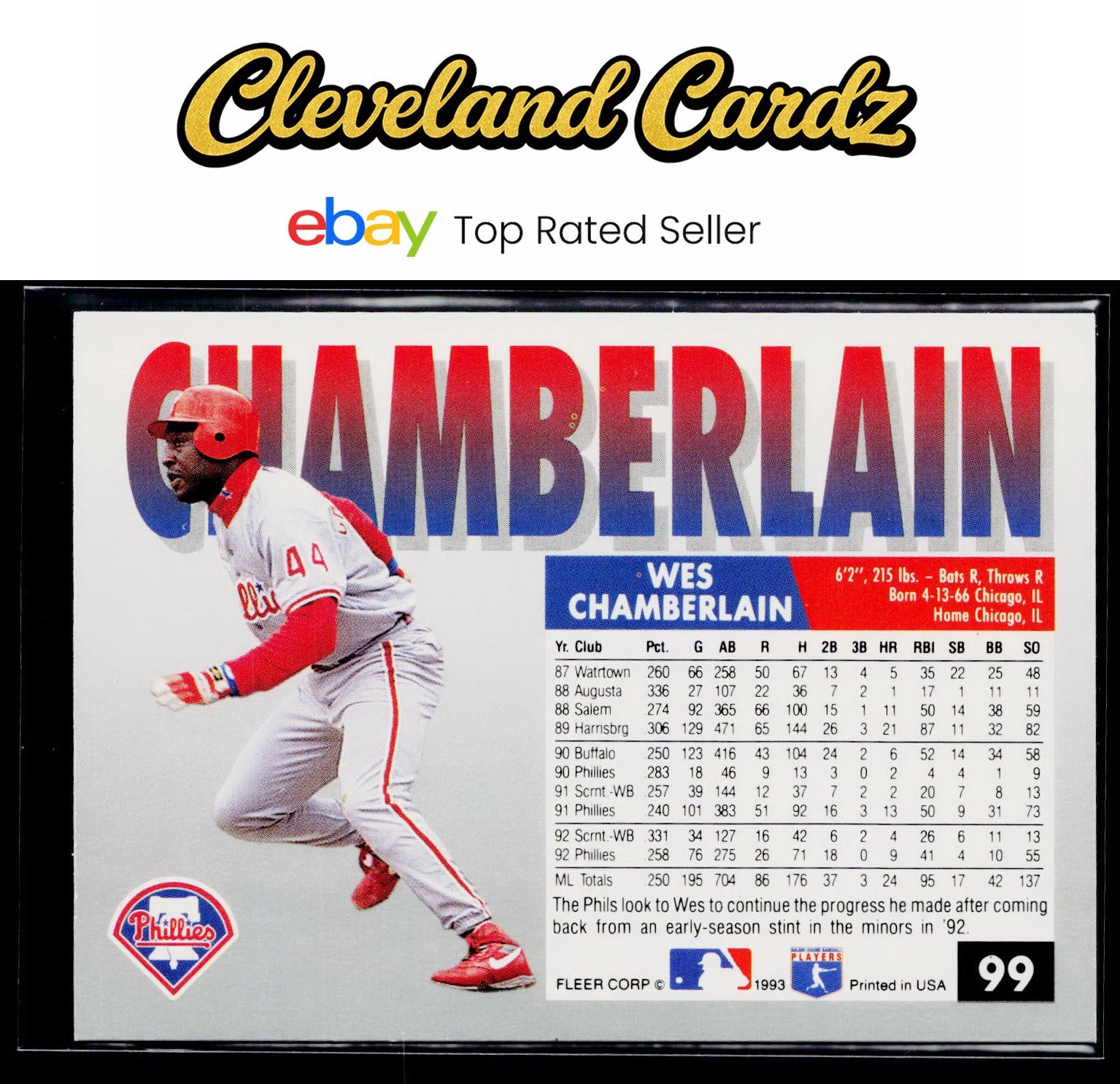 1993 Fleer #99 Wes Chamberlain