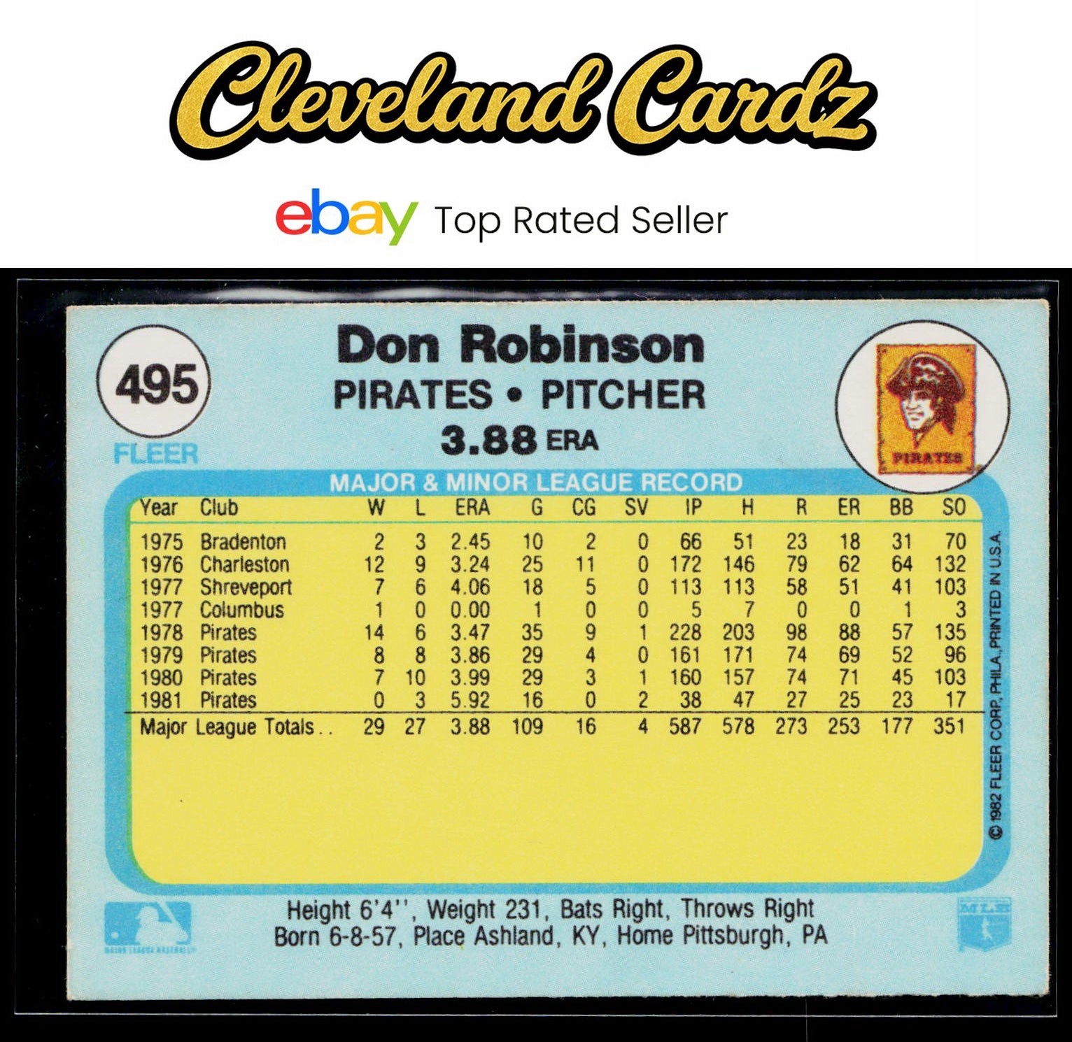 1982 Fleer #495 Don Robinson