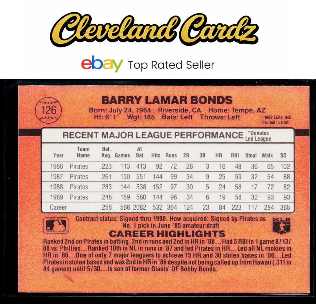 1990 Donruss #126 Barry Bonds