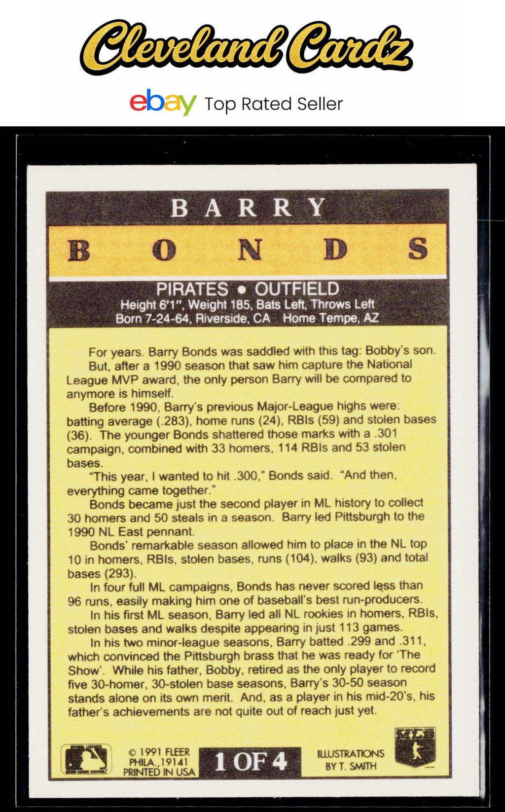 1991 Fleer #1 Barry Bonds Pro-Visions Factory