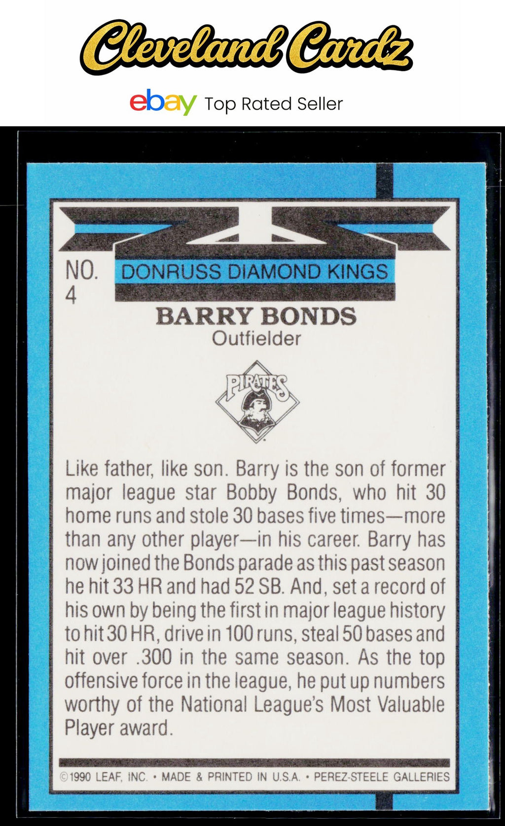1991 Donruss #4 Barry Bonds