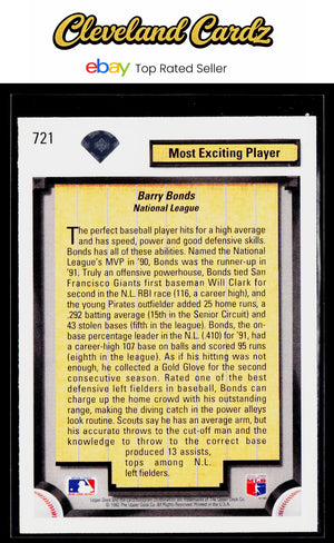 1992 Upper Deck #721 Barry Bonds
