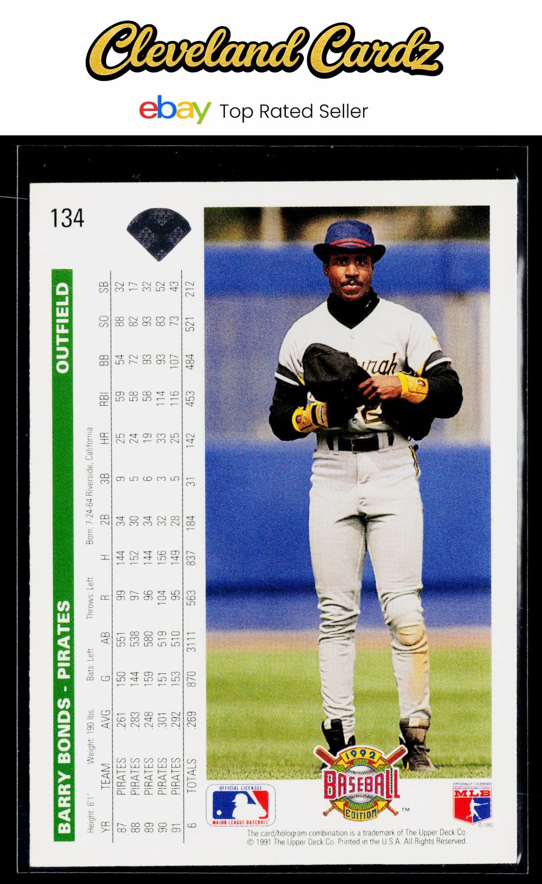 1992 Upper Deck #134 Barry Bonds