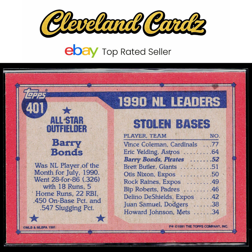 1991 Topps #401 Barry Bonds