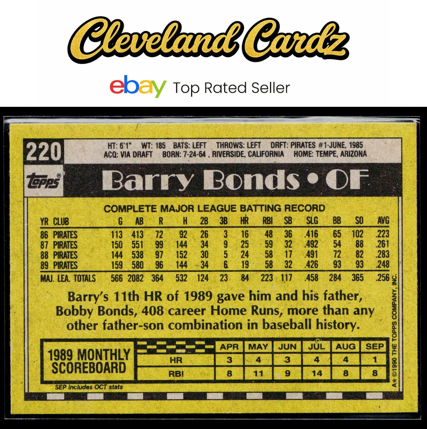 1990 Topps #220 Barry Bonds