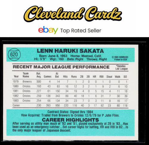 1984 Donruss #620 Lenn Sakata