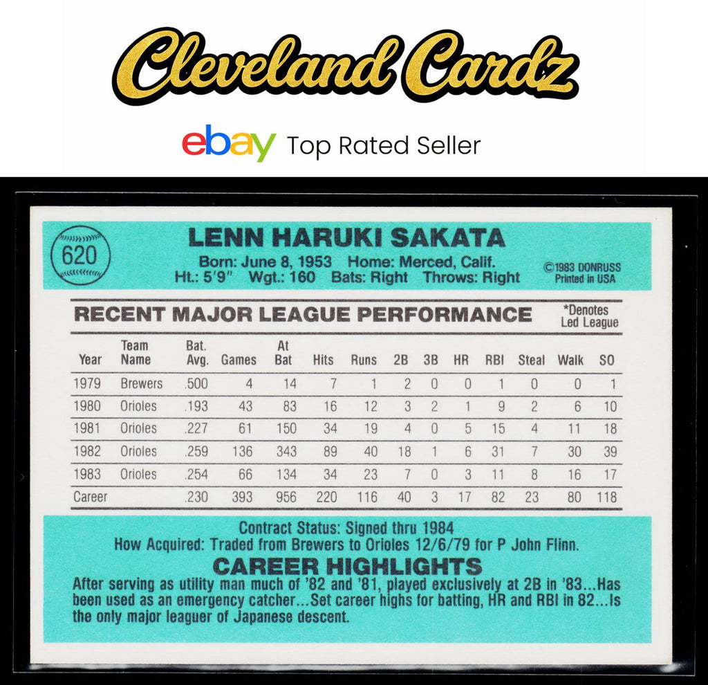 1984 Donruss #620 Lenn Sakata