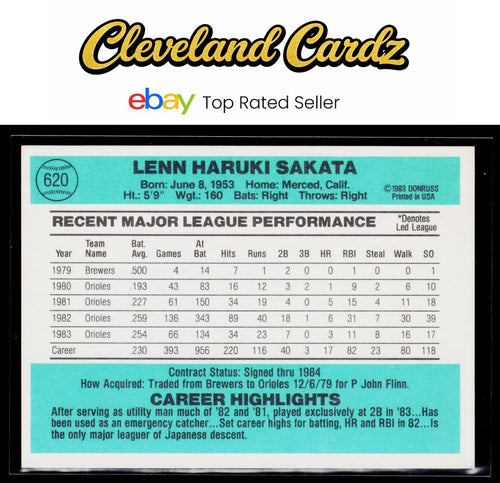 1984 Donruss #620 Lenn Sakata