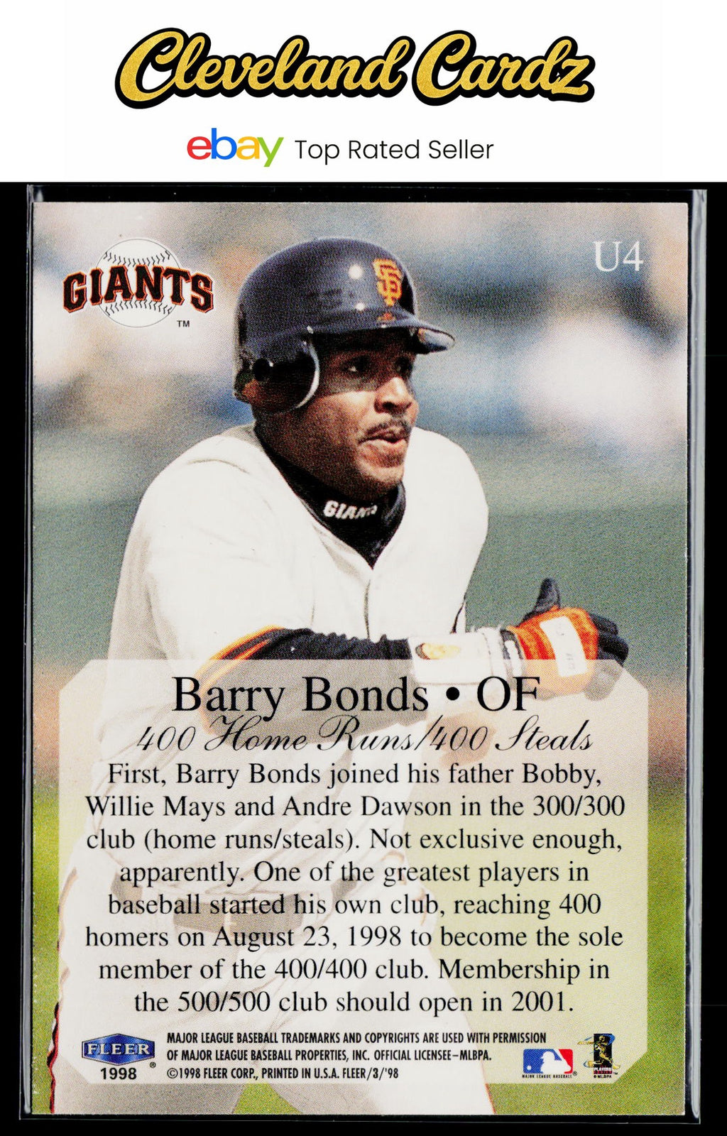 1998 Fleer Tradition Update #U4 Barry Bonds