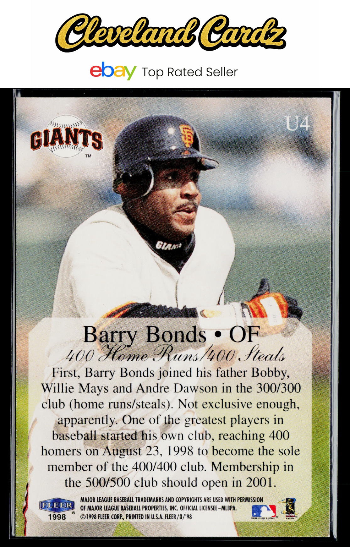 1998 Fleer Tradition Update #U4 Barry Bonds