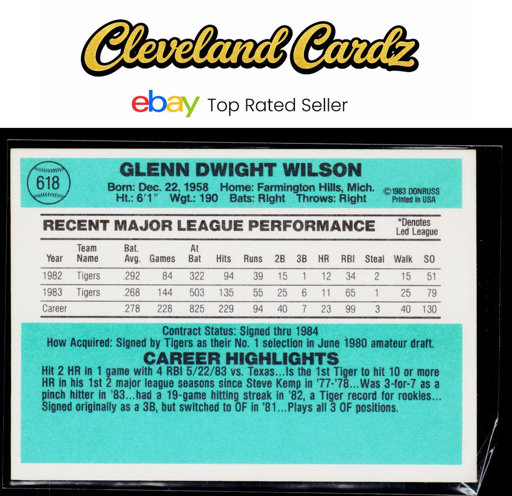 1984 Donruss #618 Glenn Wilson