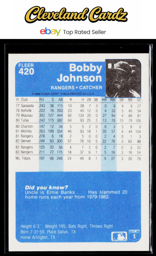 1984 Fleer #420 Bobby Johnson
