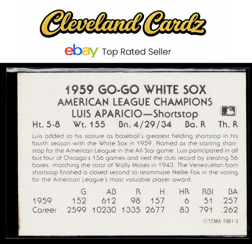 1987 TCMA Collectors Kits Reprints #1981-3 Luis Aparicio