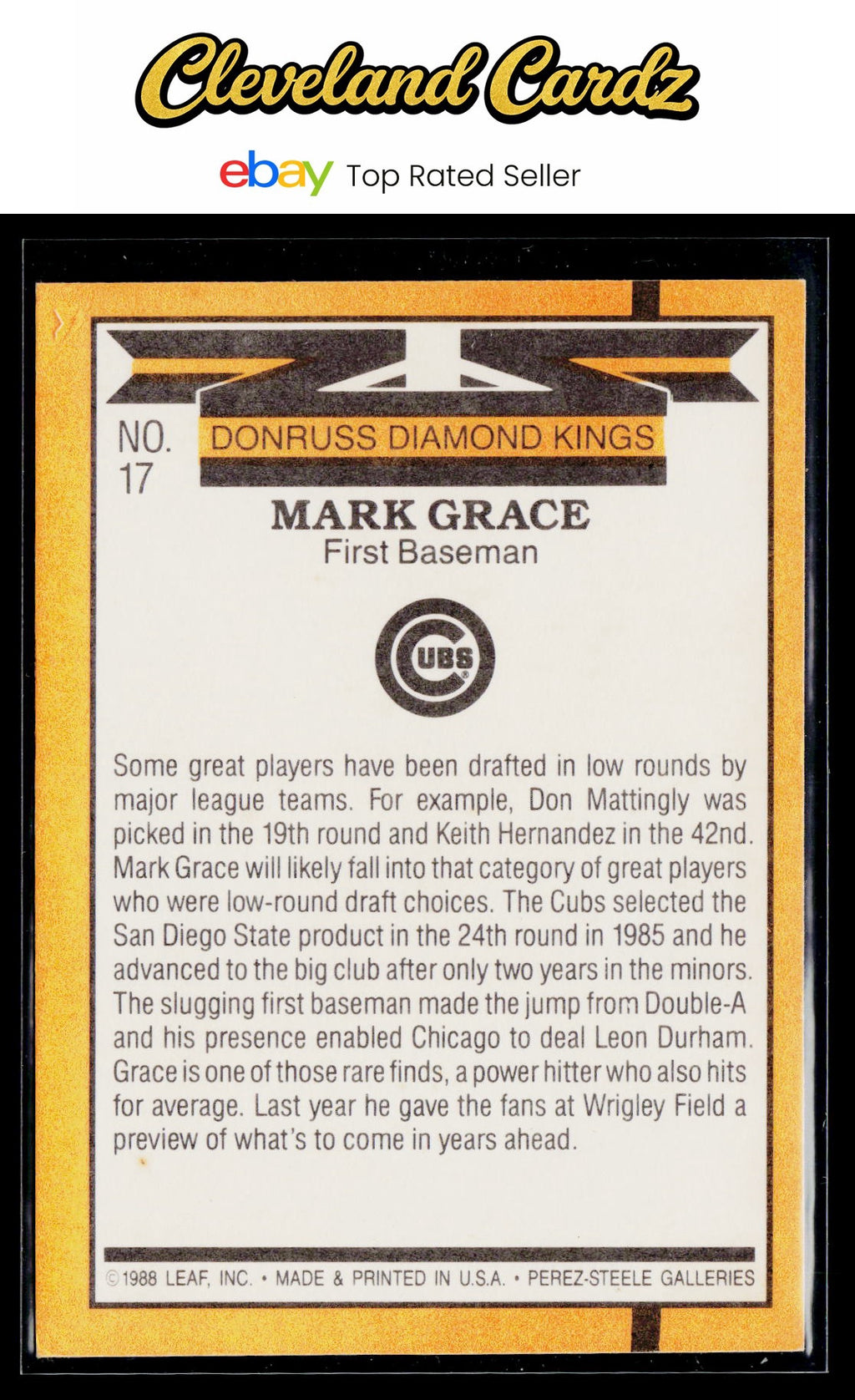 1989 Donruss #17 Mark Grace