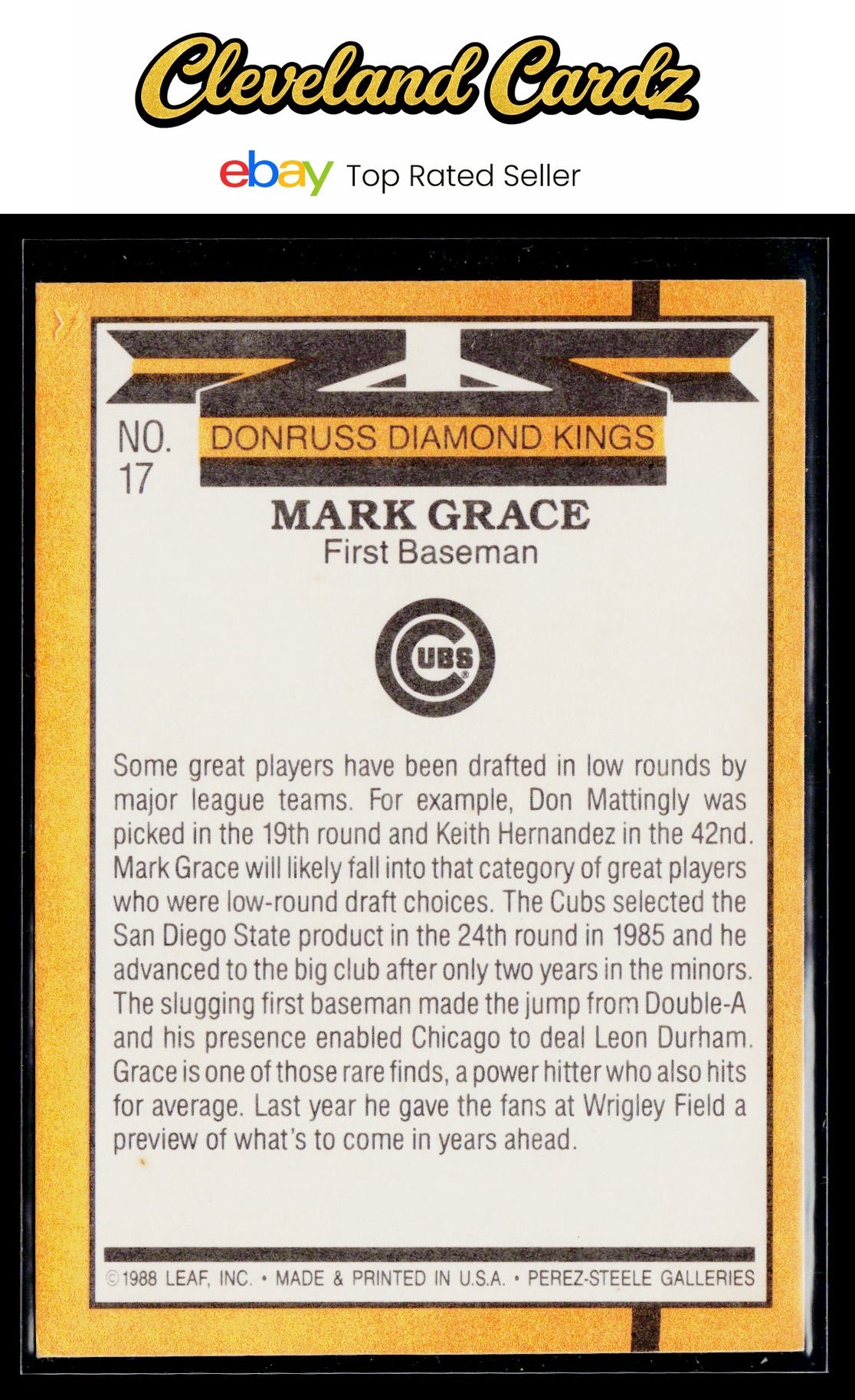 1989 Donruss #17 Mark Grace