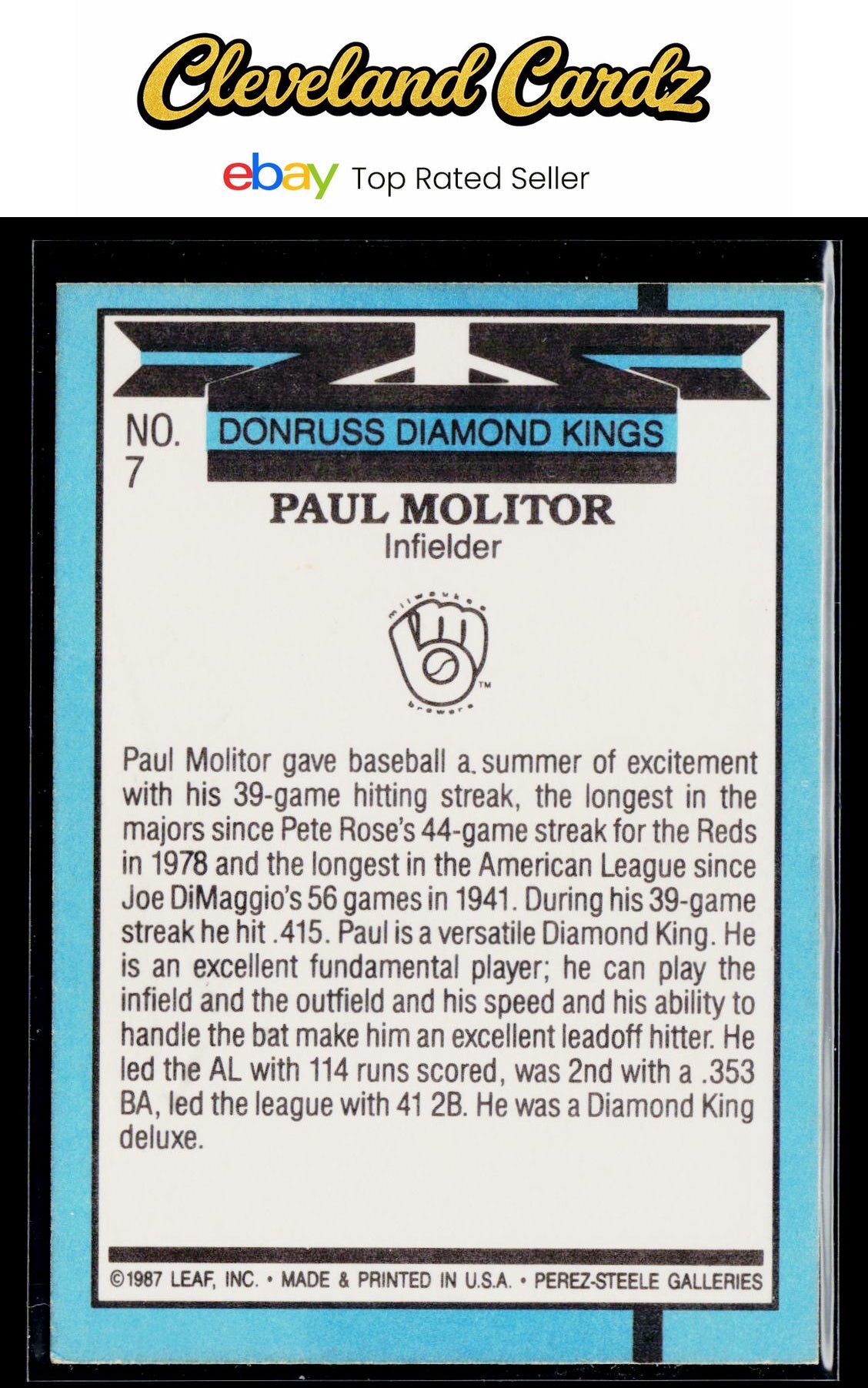1988 Donruss #7 Paul Molitor