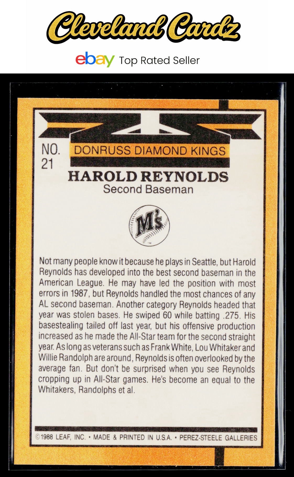1989 Donruss #21 Harold Reynolds