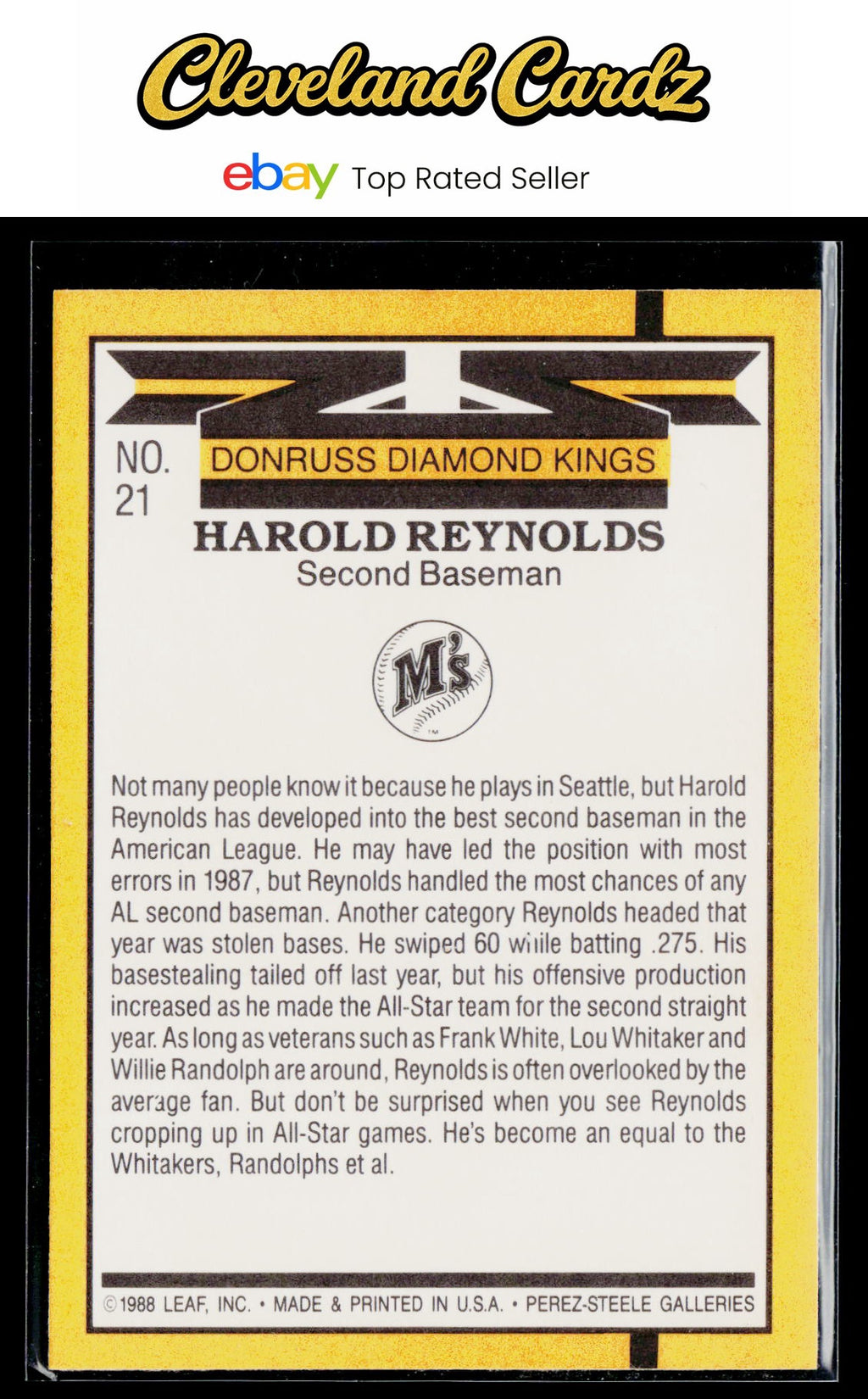 1989 Donruss #21 Harold Reynolds