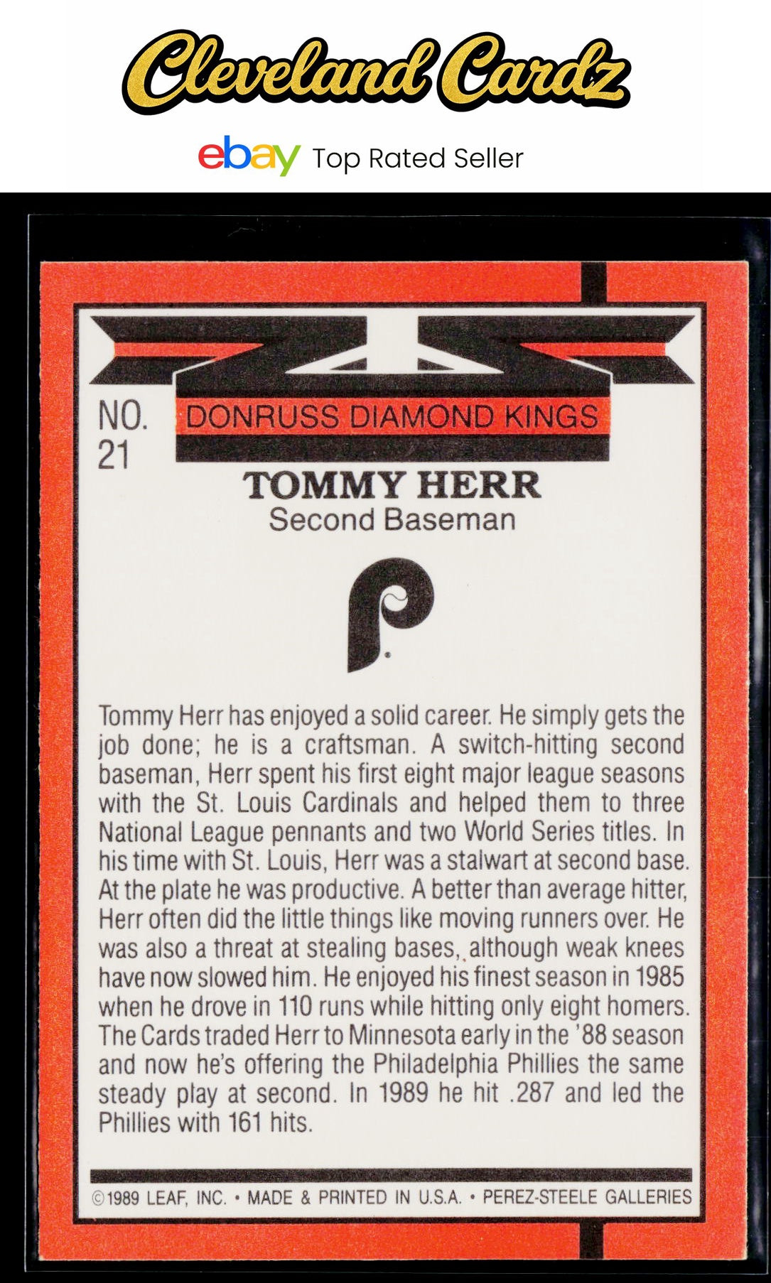 1990 Donruss #21c Tommy Herr