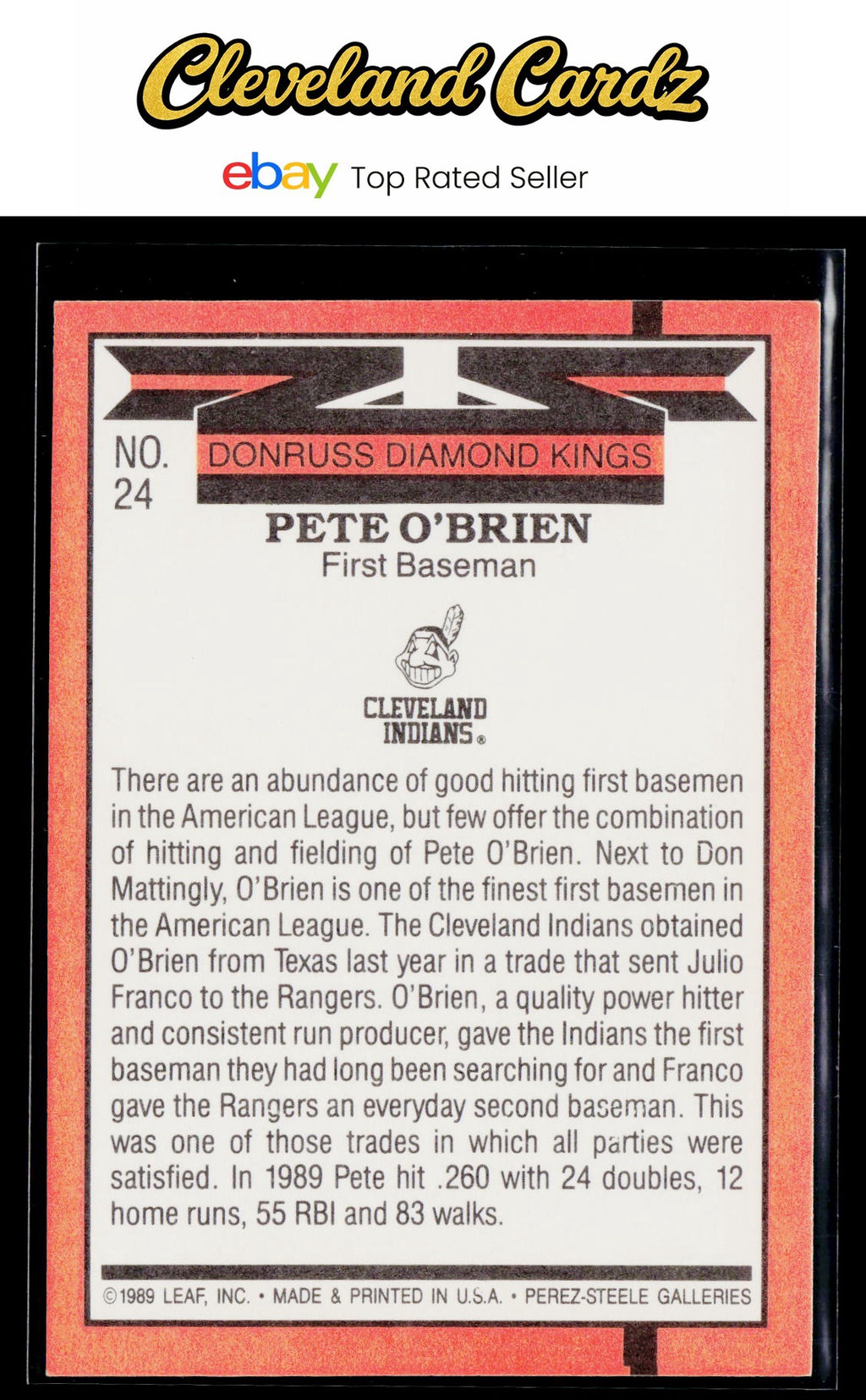 1990 Donruss #24 Pete O'Brien