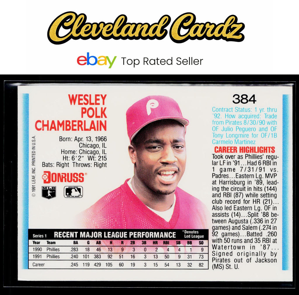 1992 Donruss #384b Wes Chamberlain