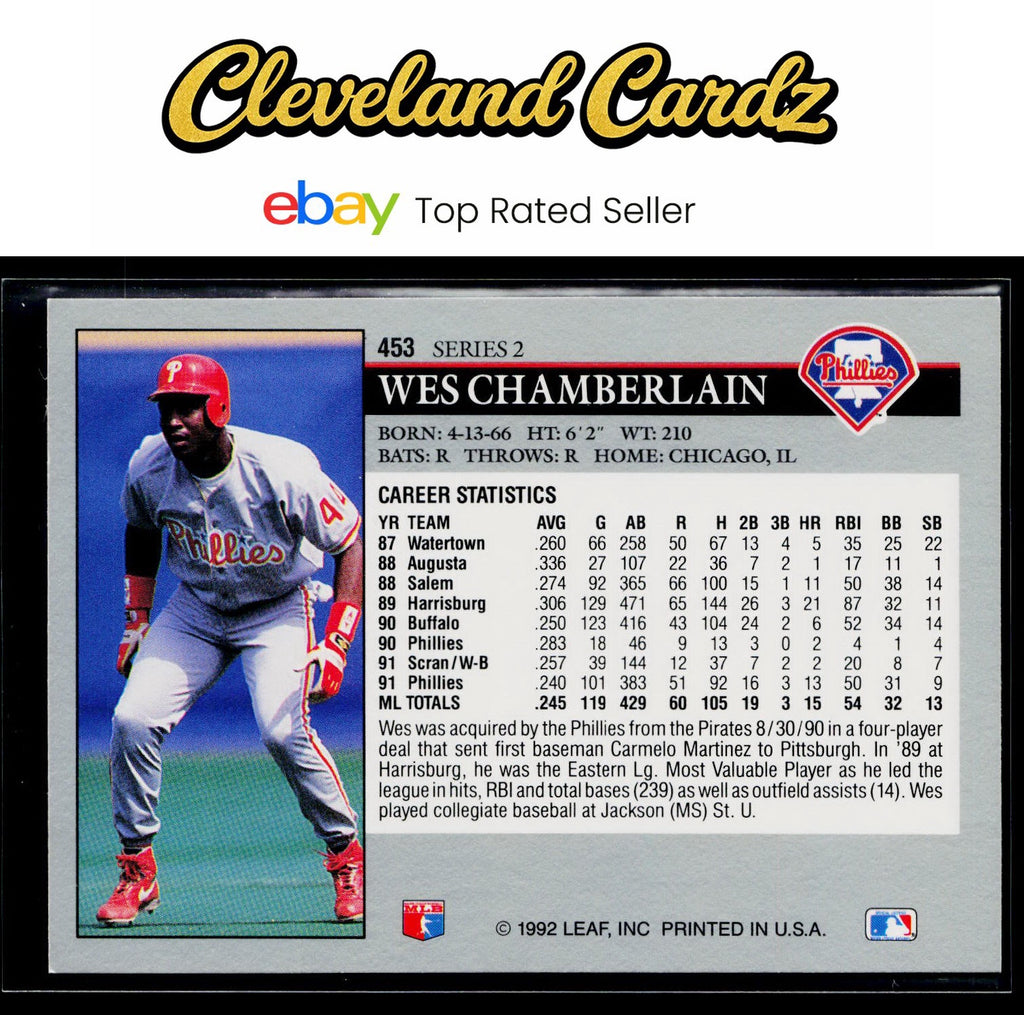 1992 Leaf #453 Wes Chamberlain