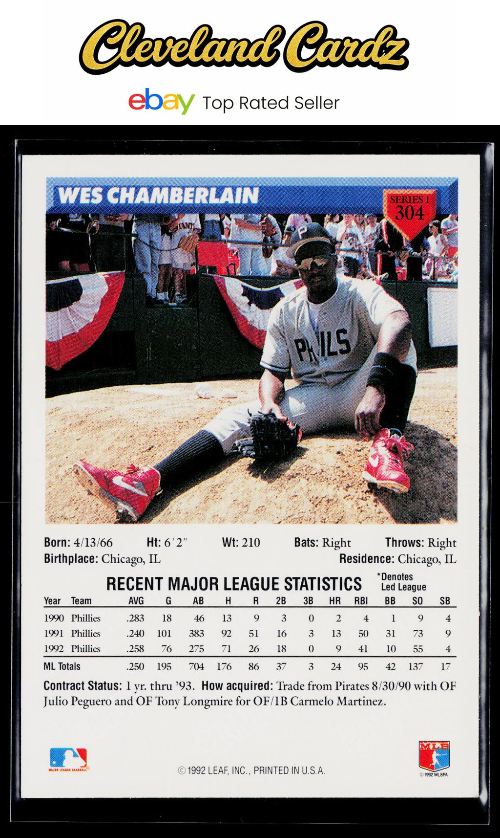 1993 Donruss #304 Wes Chamberlain