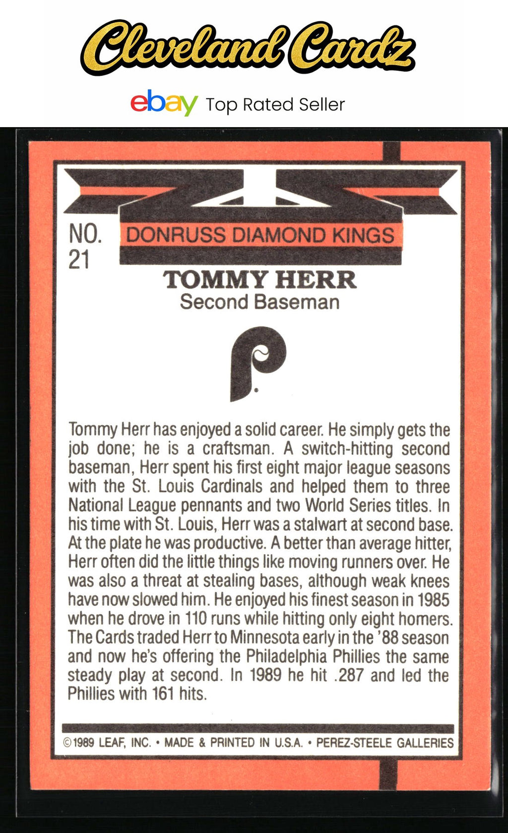 1990 Donruss #21 Tommy Herr