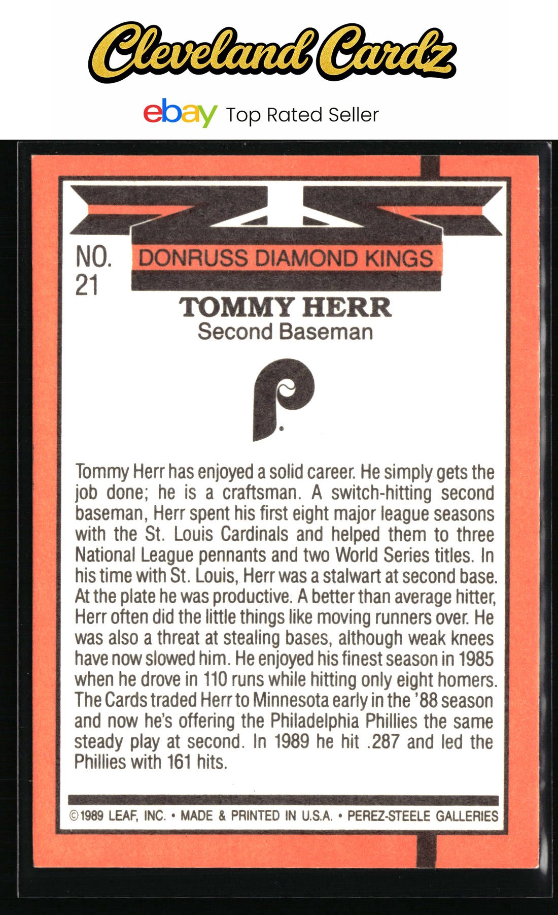 1990 Donruss #21 Tommy Herr