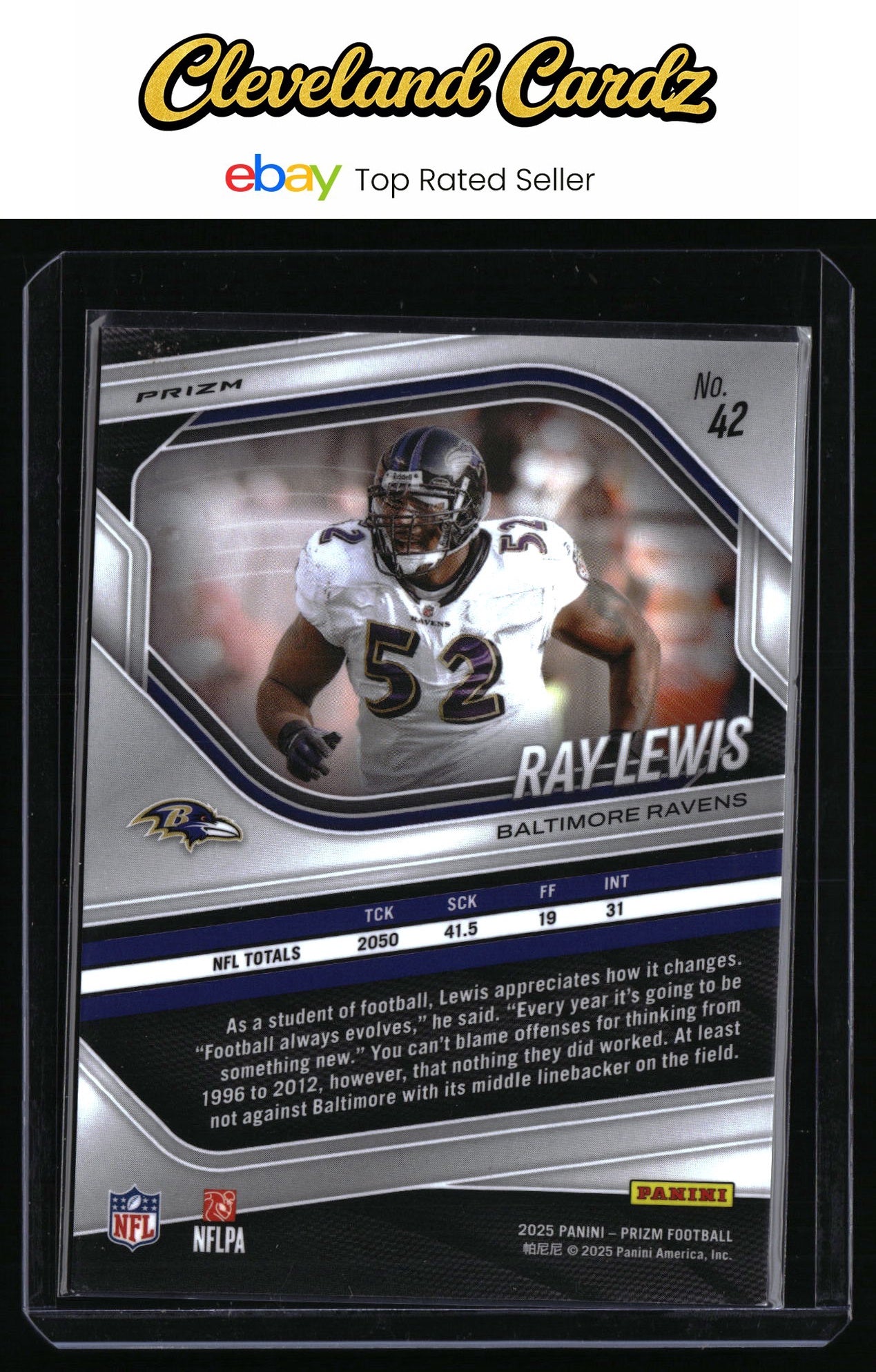 2025 Panini Prizm #42 Ray Lewis Pink Wave