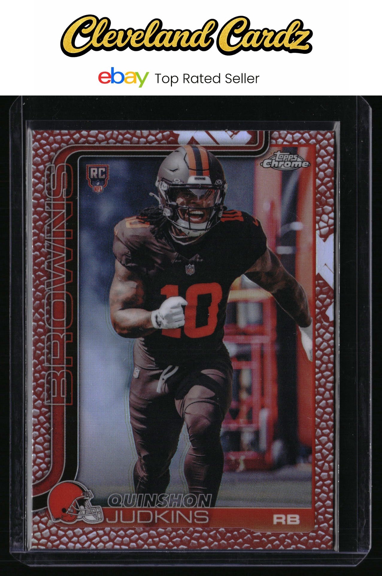 2025 Topps Chrome #325 Quinshon Judkins Football Leather Refractor RC