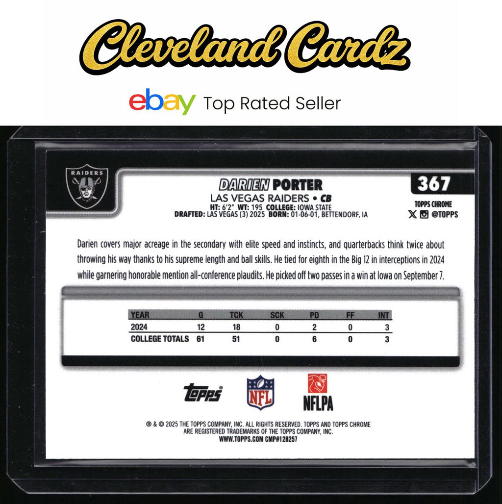 2025 Topps Chrome #367 Darien Porter Teal Wave Refractor #/299 RC