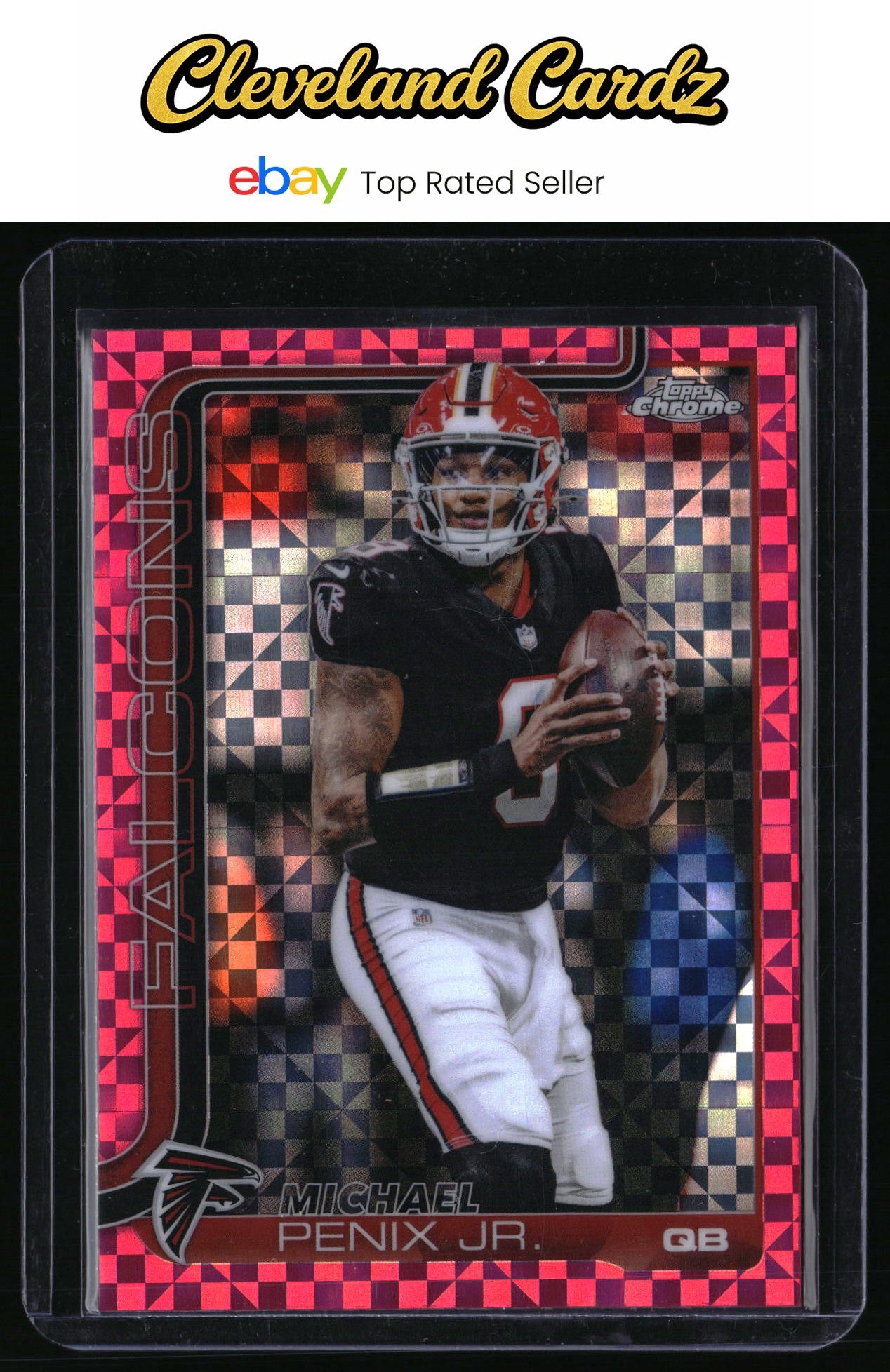 2025 Topps Chrome #15 Michael Penix Jr. Hot Pink X-Fractor