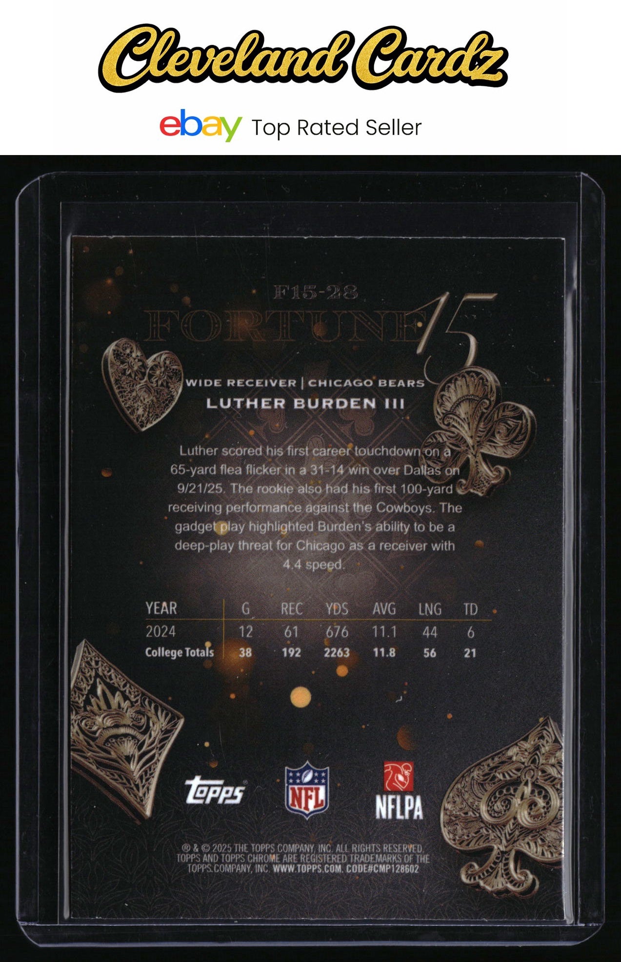 2025 Topps Chrome #F15-28 Luther Burden III Fortune 15-Fractor RC