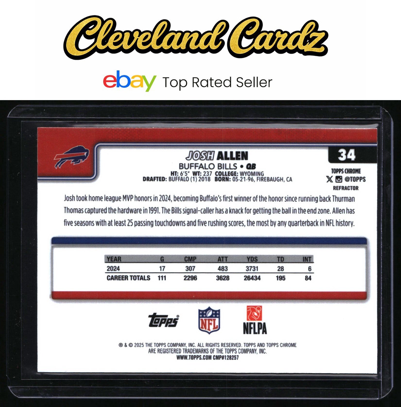 2025 Topps Chrome #34 Josh Allen Refractor