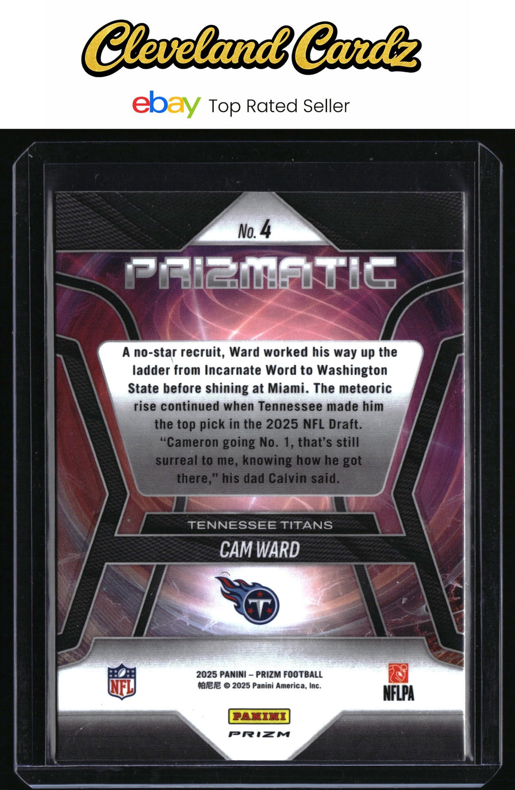 2025 Panini Prizm #4 Cam Ward Prizmatic Green Wave RC