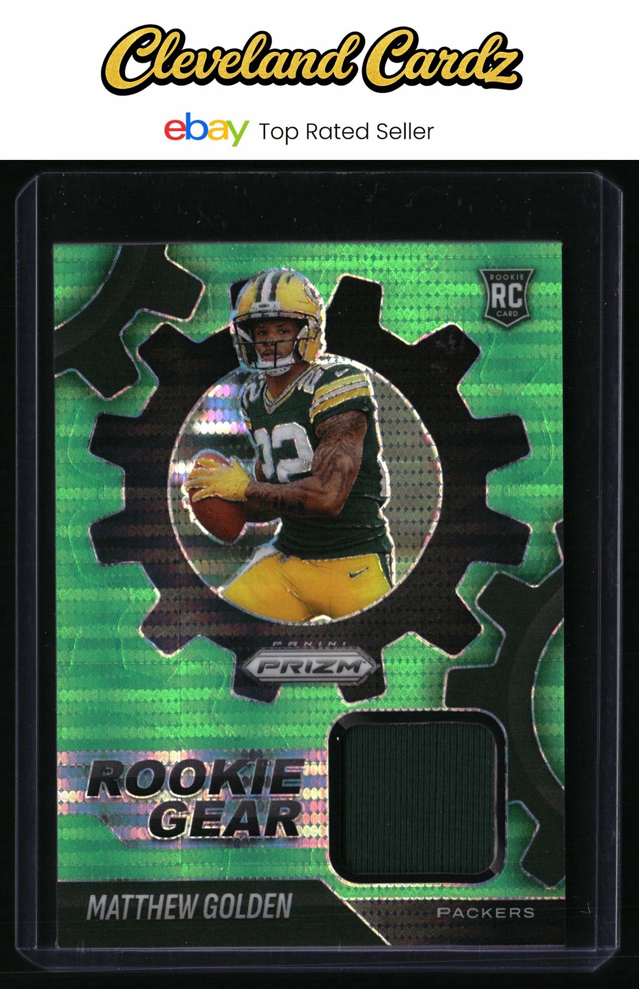 2025 Panini Prizm #RGR-MGN Matthew Golden Rookie Gear Neon Green Pulsar RC