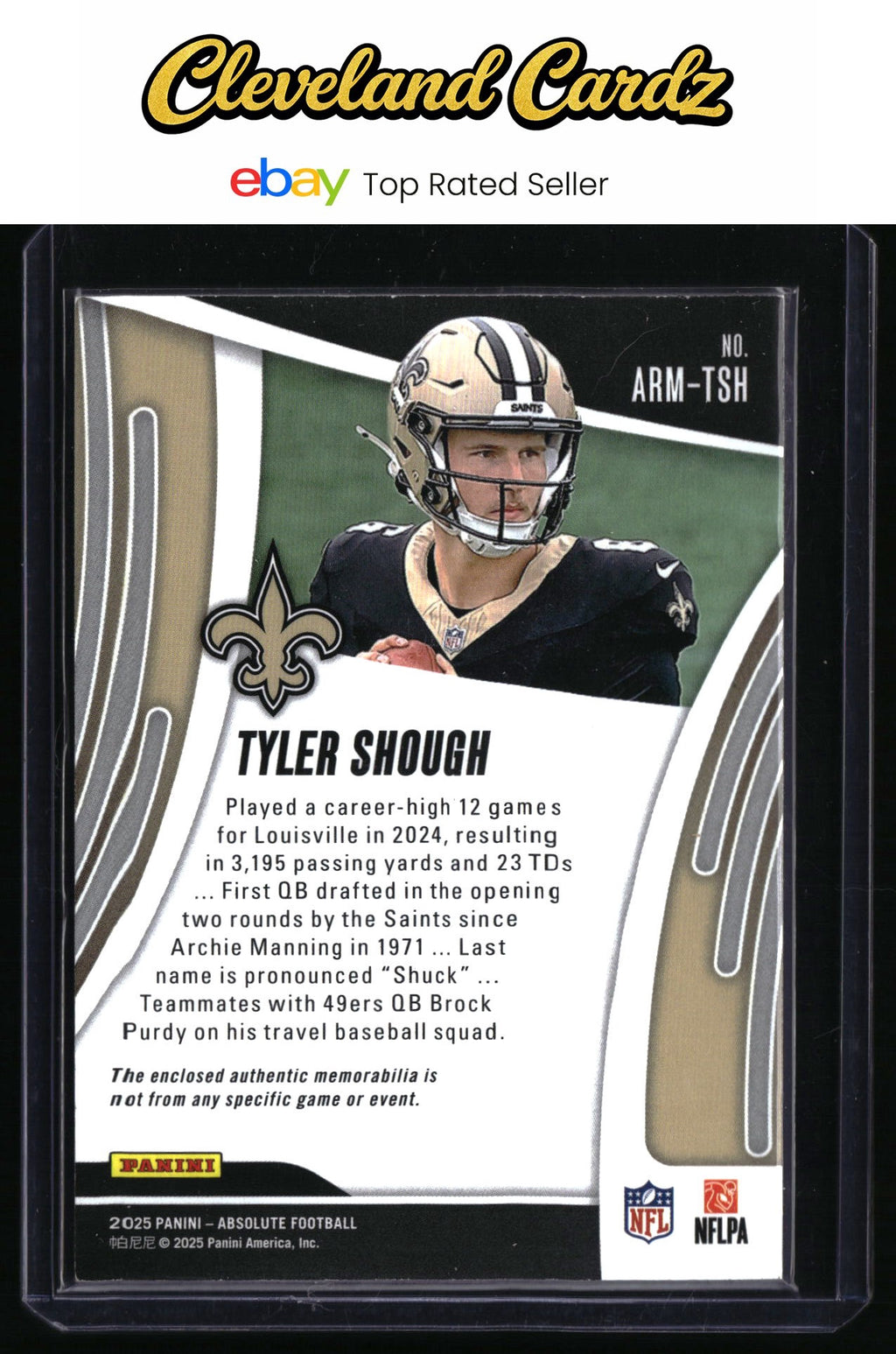 2025 Panini Absolute #ARM-TSH Tyler Shough Absolute Rookie Materials RC