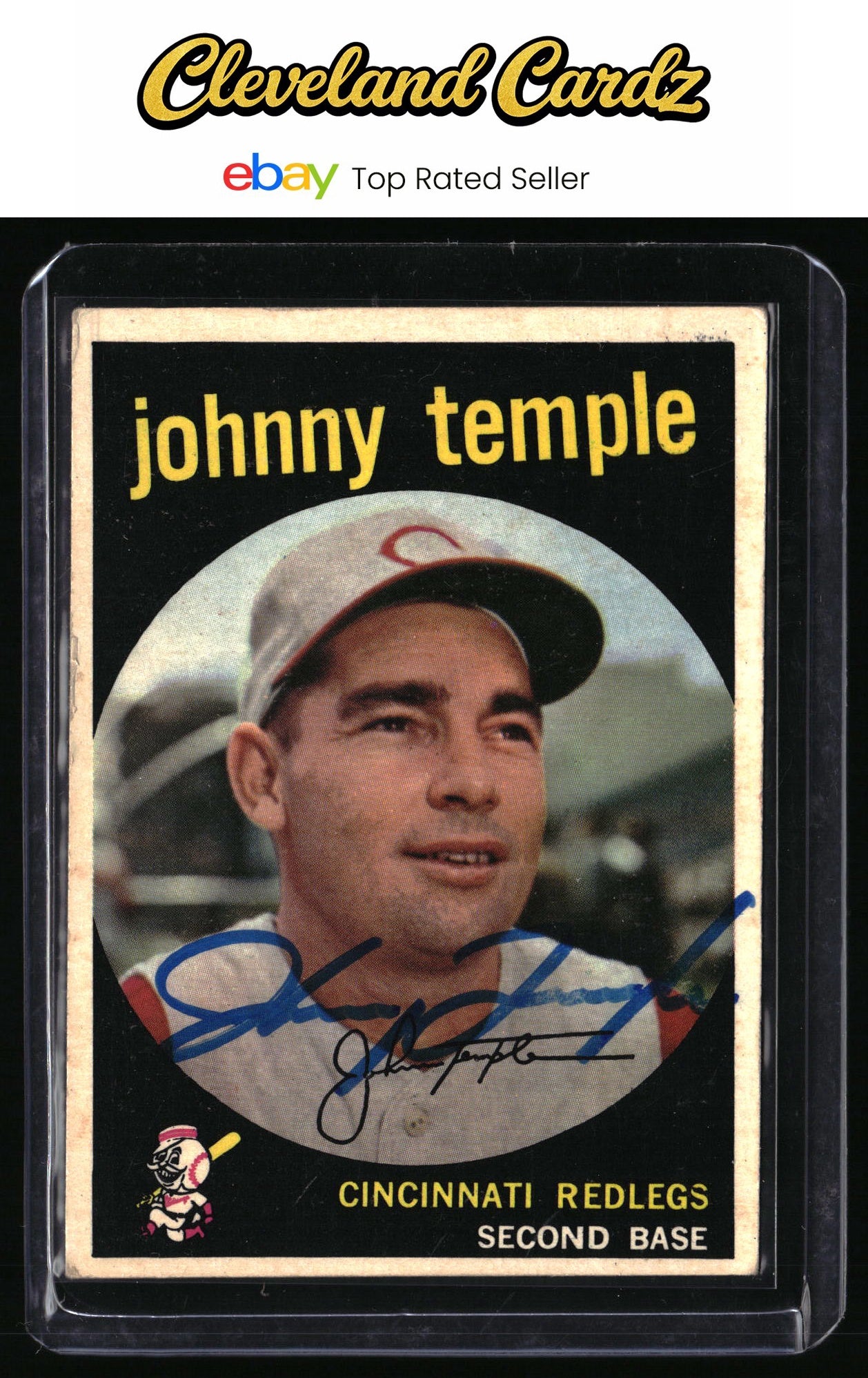 1959 Topps #335 Johnny Temple On-Card Auto