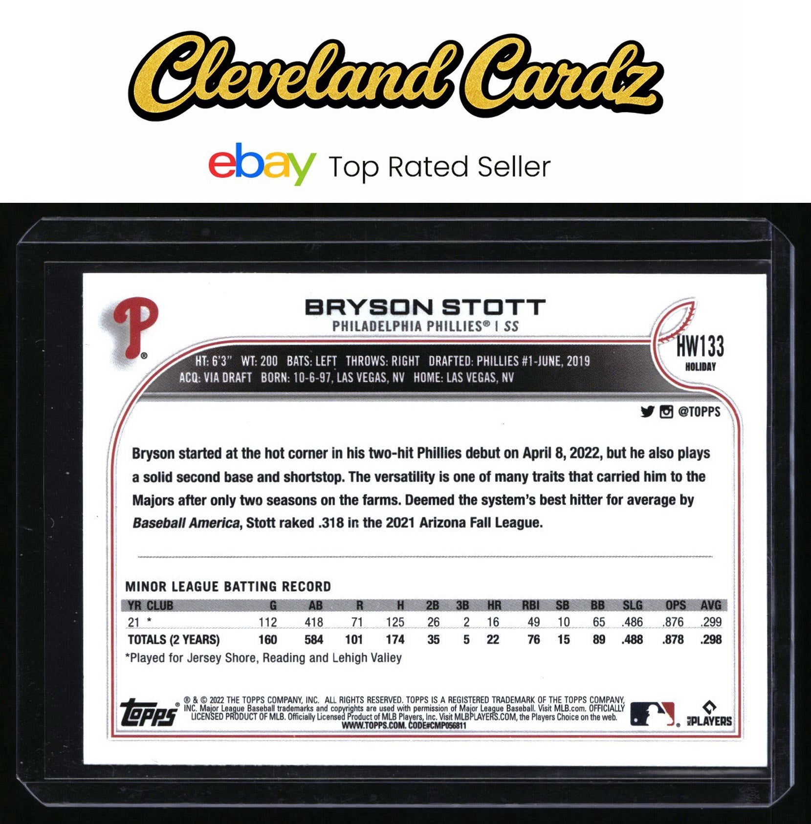 2022 Topps Holiday #HW133 Bryson Stott RC