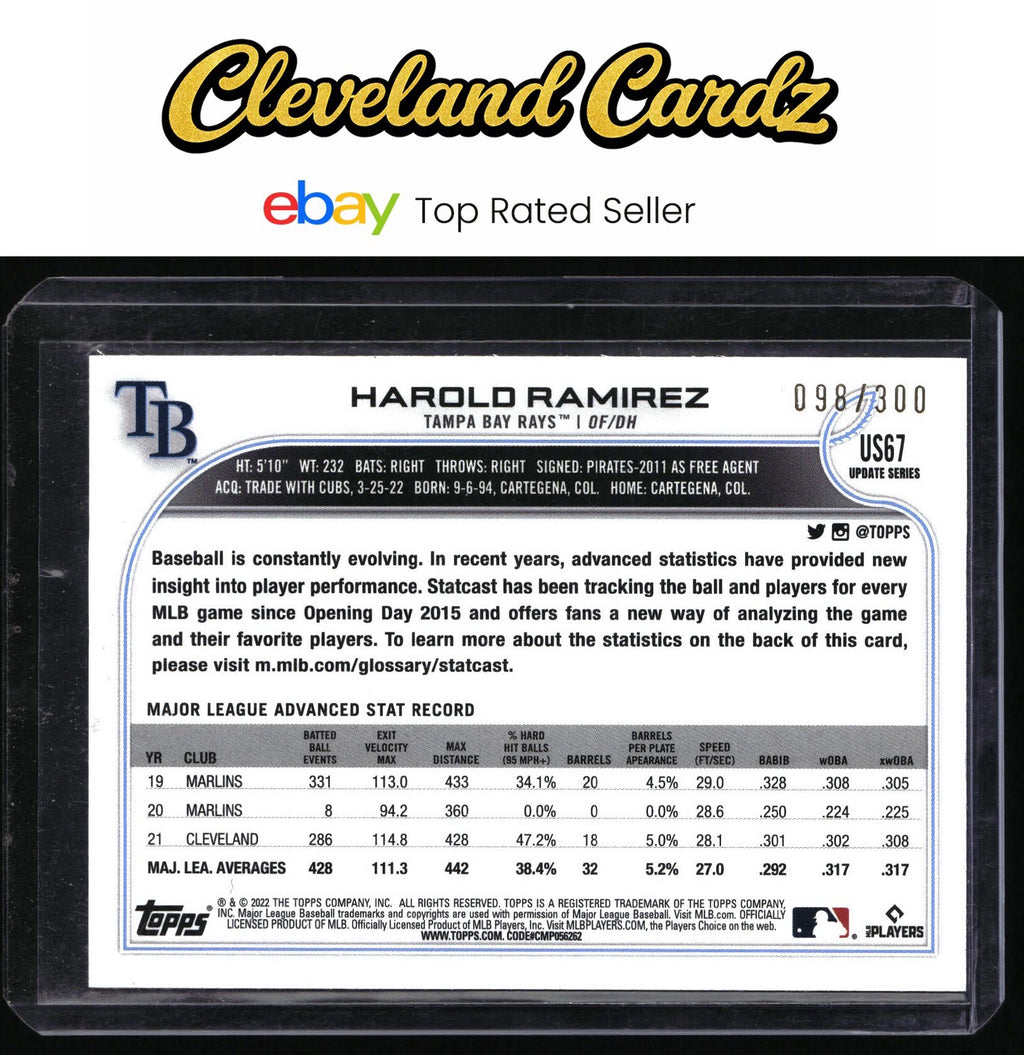 2022 Topps Update #US67 Harold Ramirez Advanced Stat #/300