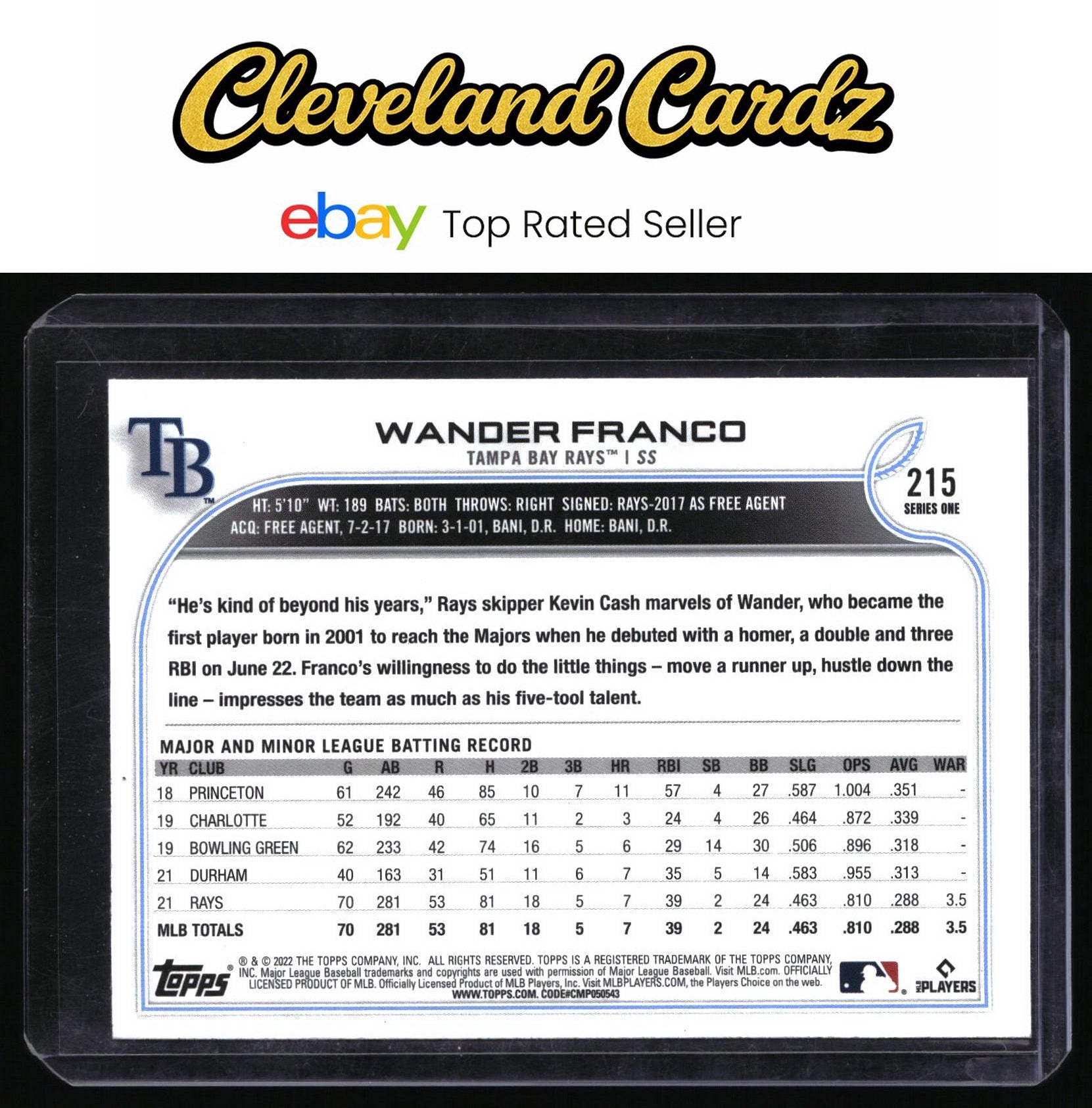 2022 Topps #215b Wander Franco RC