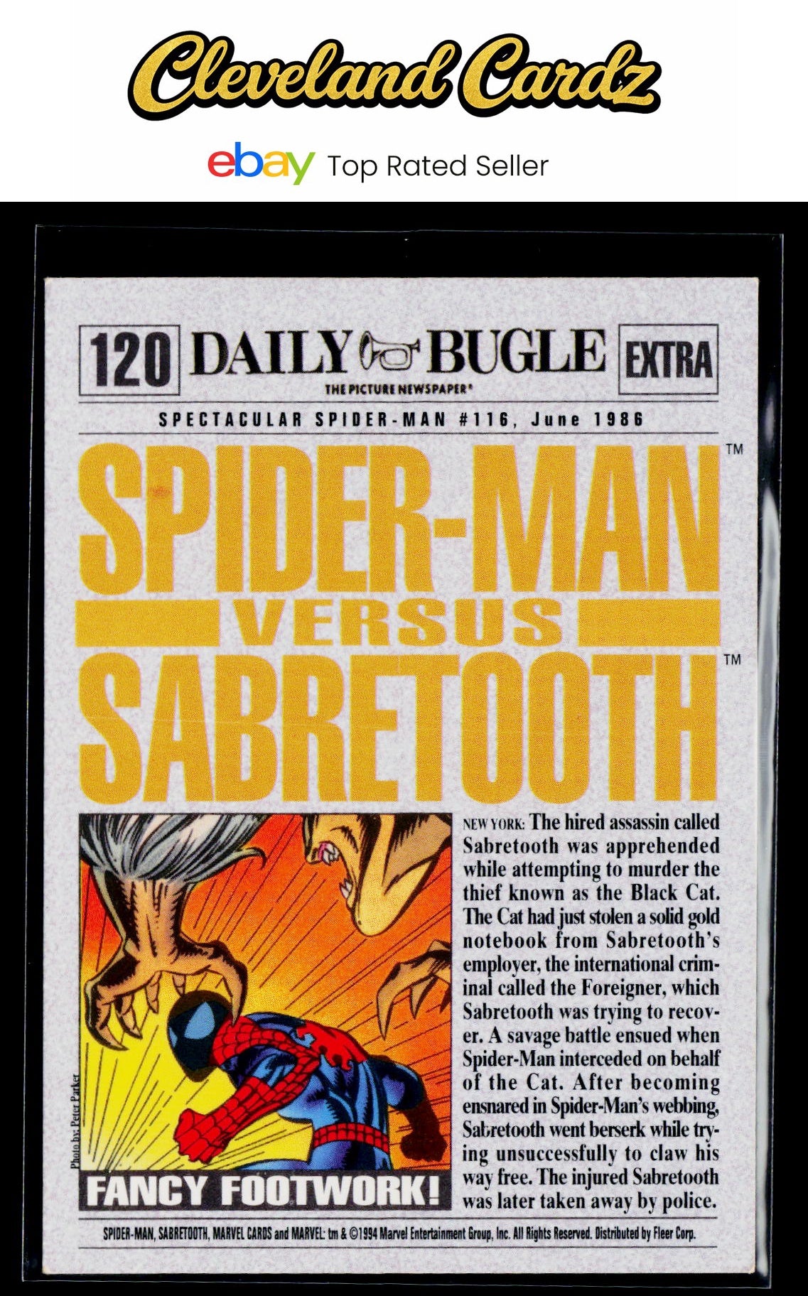 1994 Fleer The Amazing Spider-Man #120 Spider-Man / Sabretooth