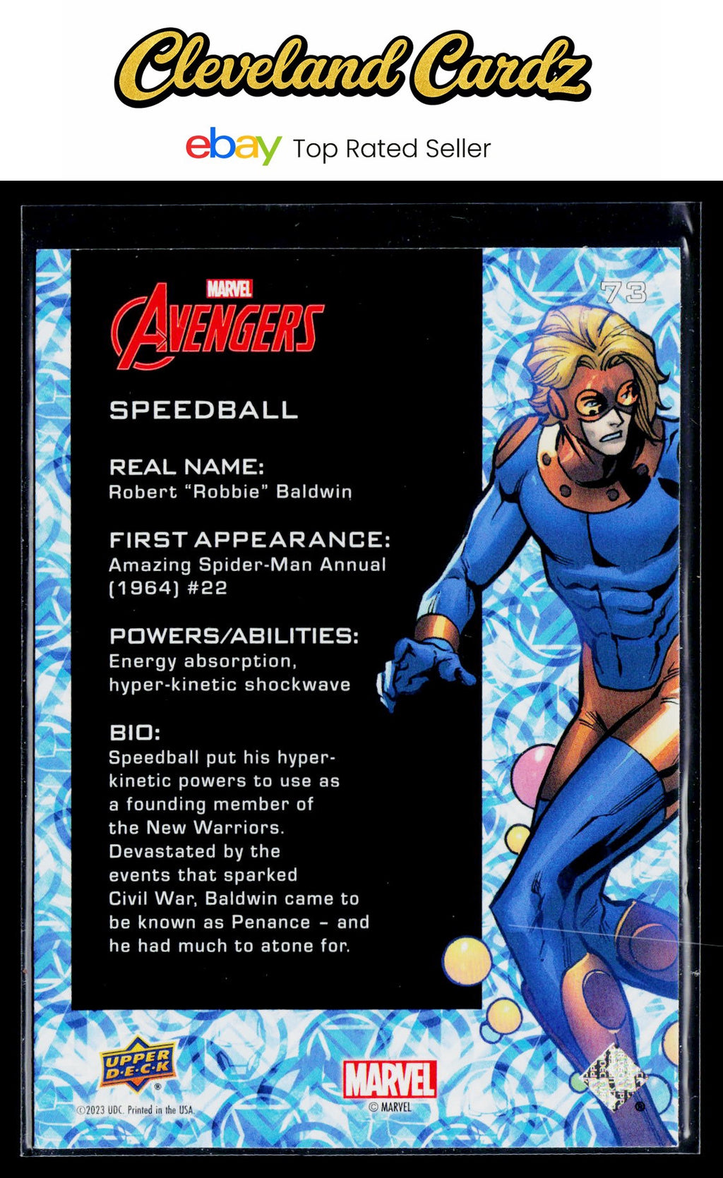 2024 Upper Deck Marvel Avengers #73 Speedball Blue